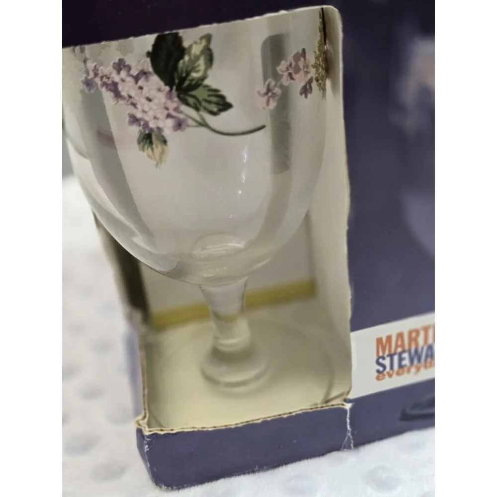 Martha Stewart Everyday Goblets Set New Box Vintage Cottagecore Flower Glasses